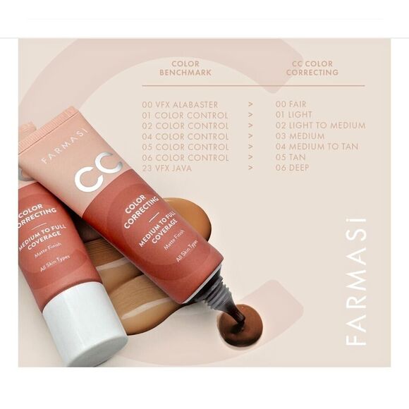 Farmasi CC Color Correcting Cream Full Coverage All Skin Tipes  1 Fl. Oz - Picture 1 of 11